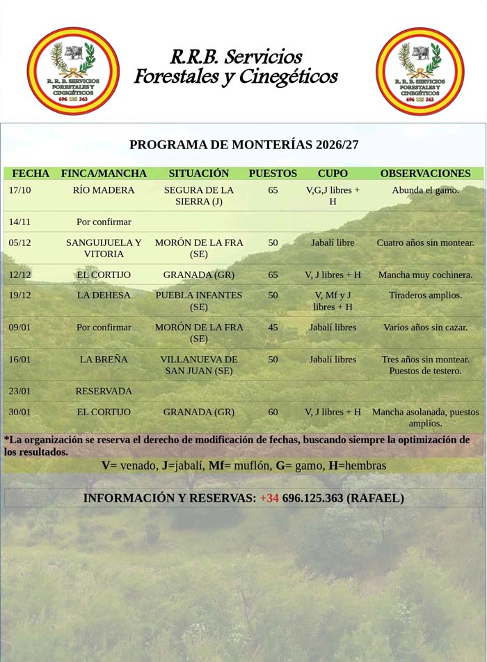 Programa Monterías Guadalcazal